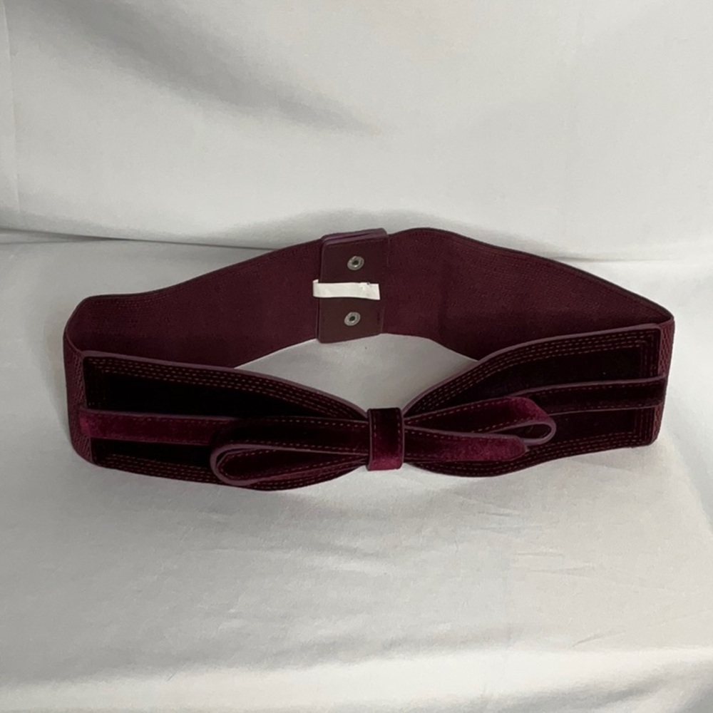 Burgundy Velvet and Stretch Wide Belt Size M/L